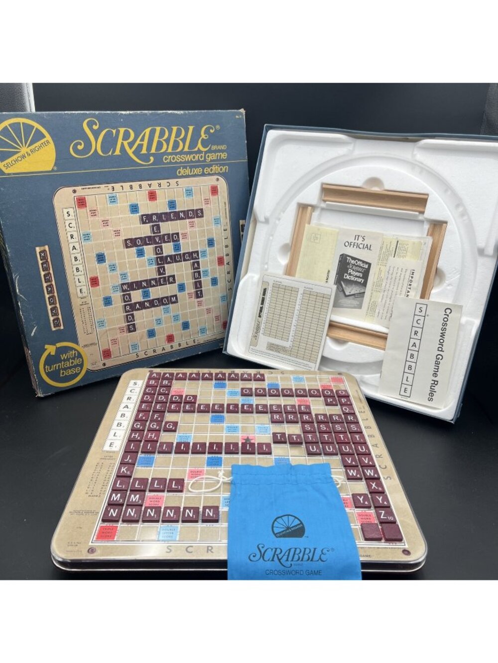 Vintage 1982 Scrabble Deluxe Edition Turntable Complete Selchow & Righter